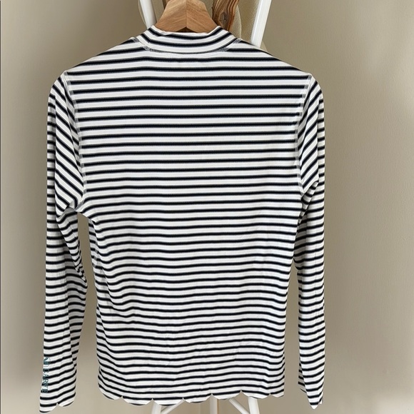 Striped Navy Blue and White Women's Rash Guard - Picture 2 of 4